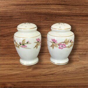 Vintage Valmont China Rose Pattern Salt Pepper Shakers set Cottagecore Japan